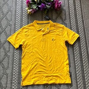 Nautica Sunshine Yellow Polo Shirt Vibrant Short Sleeve Size Boys 14/16
